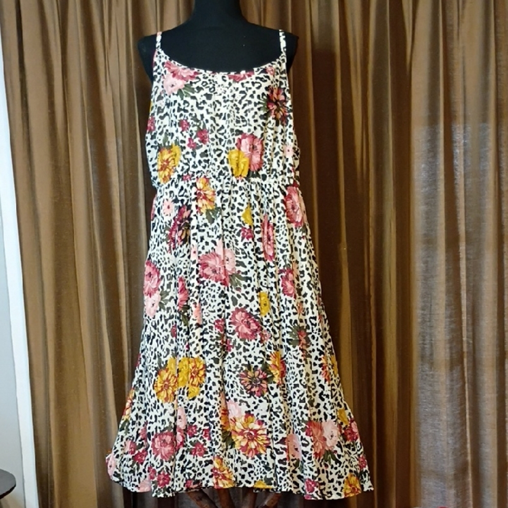 Torrid Floral Print On Leopard Background Dress